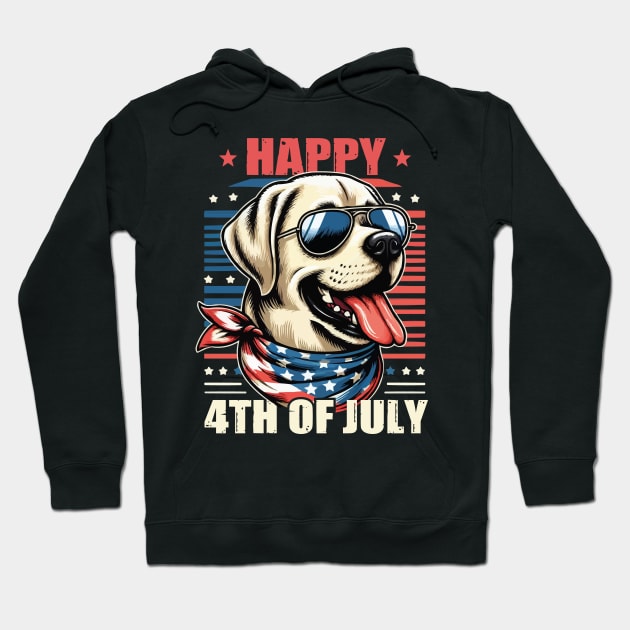 USA Happy 4th of July Patriotic American Labrador Retriever Hoodie by JUST PINK